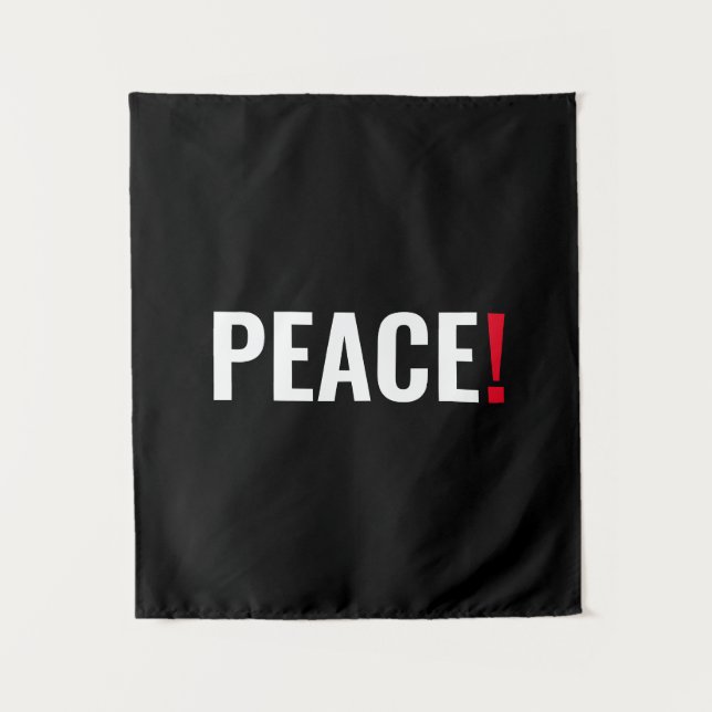 Tapiz Punto de exclamación por la paz blanco negro rojo  (Anverso)