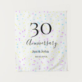 Tapiz Puntos azules rosados amarillos nombre 30 aniversa