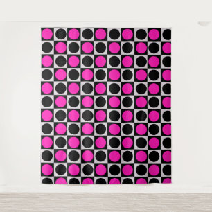 Tapiz Puntos de Polka Geométrica Rosa-Negro Círculo Negr
