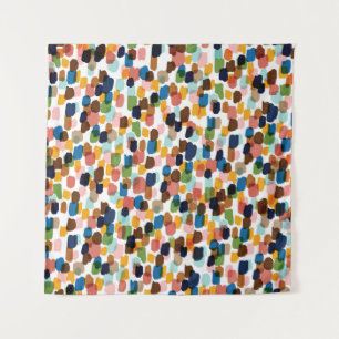 Tapiz Puntos de Polka: Pintura de manos multicolores.