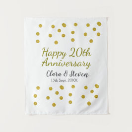 Tapiz Puntos dorados brillantes feliz aniversario de bod
