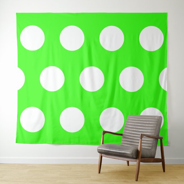 Tapiz Puntos Grandes Blancos Verde Neón (In situ (horizontal))