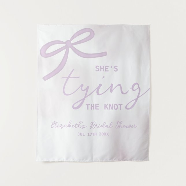 Tapiz Purple Bow Watercolor Bridal Shower (Anverso)