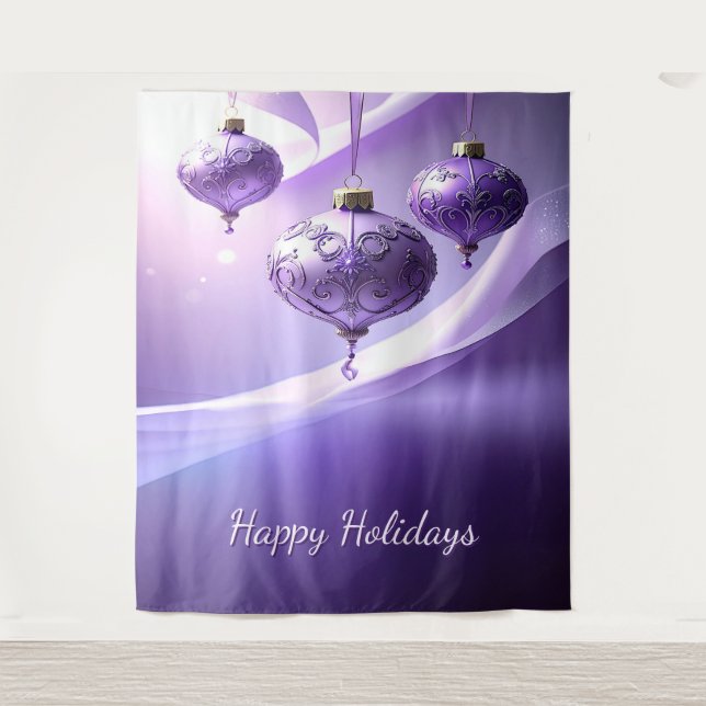 Tapiz Purple Christmas Ball Holiday Backdrop (Anverso)