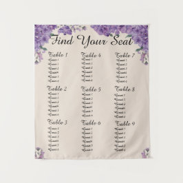 Tapiz Purple Flowers Cream Find Your Seat Wedding Seatin