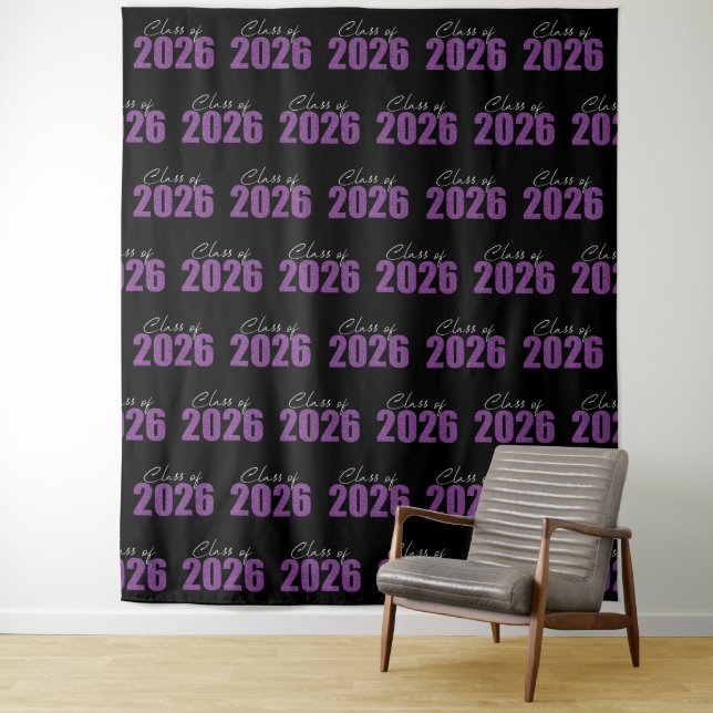 Tapiz Purple Glitter Class of 2026 Photo Backdrop (In situ)