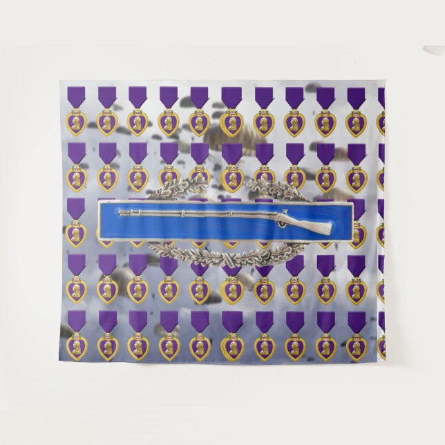 Tapiz PURPLE HEART e INSIGNIA del SOLDADO DE INFANTERÍA (Anverso (horizontal))