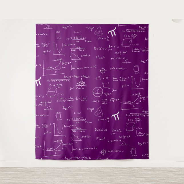 Tapiz Purple White Mathematic Formulas Equations (Anverso)