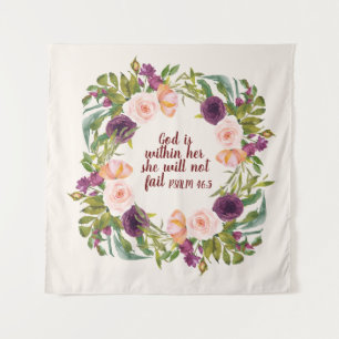 Tapiz Púrpura acuarela Floral Biblia cristiana