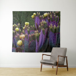 Tapiz Púrpura Pear Opuntia Cactus Flores Amarillas