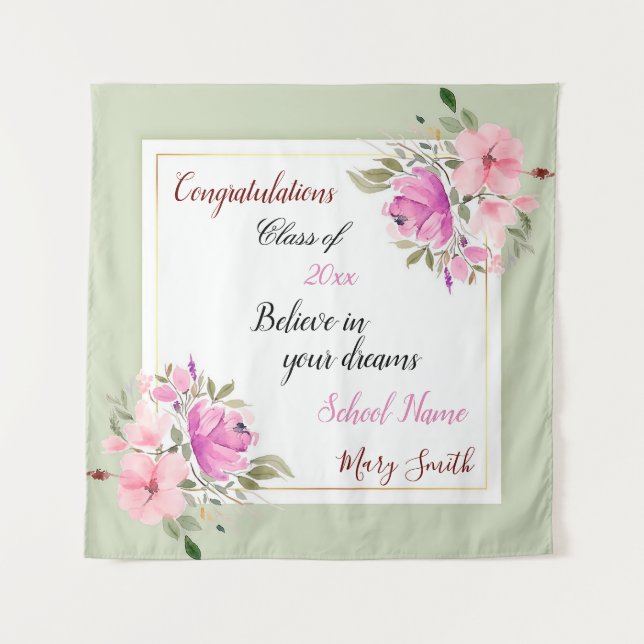 Tapiz Púrpura rosa, popular Personalizar floral (Anverso)