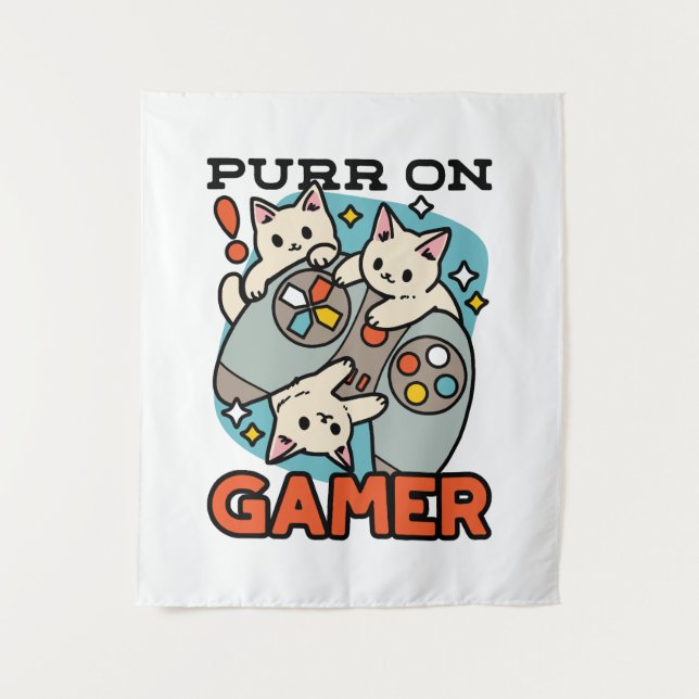 Tapiz Purr on Gamer - Diseño de juegos para gatos (Anverso)