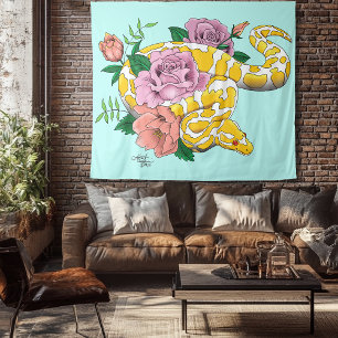 Tapiz Python albino blanco amarillo