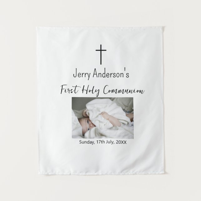 Tapiz QR mínimo de la primera comunión santa católica (Anverso)