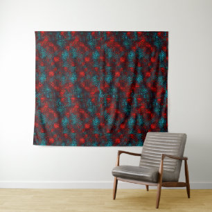 Tapiz Quadriculados riscados cor vermelho e azul claro.