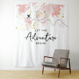 Tapiz "¡Que comience la aventura!" Baby Shower de mapa d