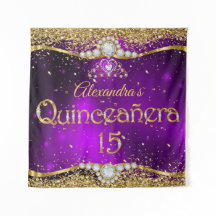 Quinceañera Cumpleaños 15 Morado Dorado Confeti