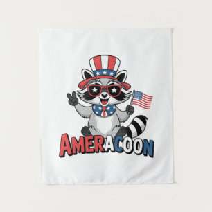 Tapiz Raccoon Americoon Patriótico 4° de julio de Améric