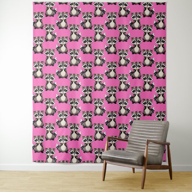 Tapiz Raccoon Pattern Design Pink  (In situ)