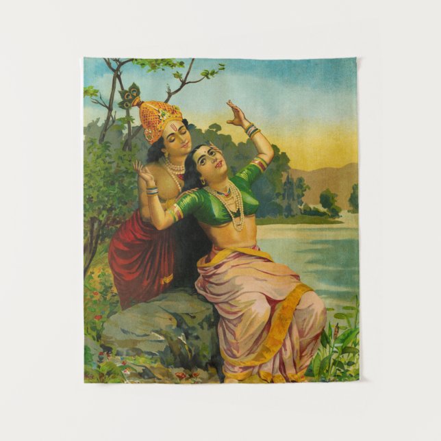 Tapiz Radha Bilas de Raja Ravi Varma (Anverso)