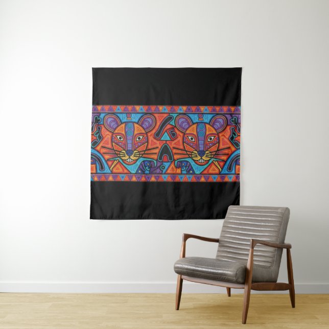 Tapiz Radiant Spirit Animal Geometric Wall Tapestry (In situ)