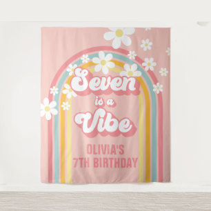 Tapiz Rainbow Retro Seven es una Vibra Genial Cumpleaños