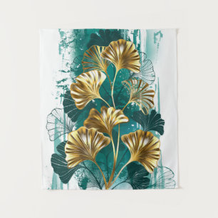 Tapiz Rama con hojas doradas Ginko Biloba