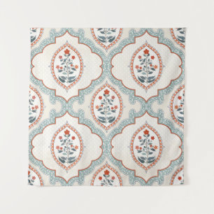 Tapiz Ramas de flores antiguas, textiles indios.