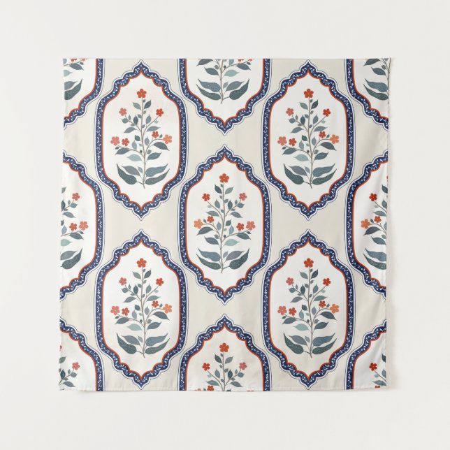 Tapiz Ramas de flores orientales: Indio Kalamkari. (Anverso)