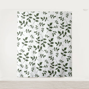 Tapiz Ramas de follaje con hojas verdes sobre blanco