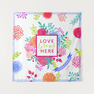 Tapiz Ramillete de Boceto Floral de Primavera Brillante 