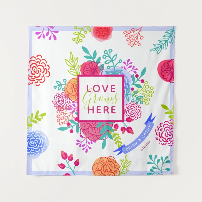 Tapiz Ramillete de Boceto Floral de Primavera Brillante  (Anverso)