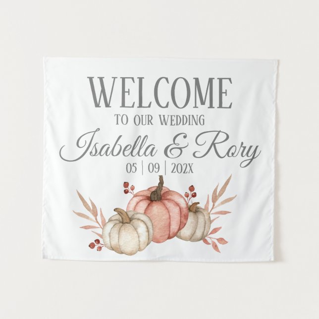 Tapiz Ramo de calabazas Pretty Fall Wedding (Anverso (horizontal))