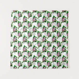 Tapiz Rana Rosa En Diseño De Patrón De Hojas Verdes