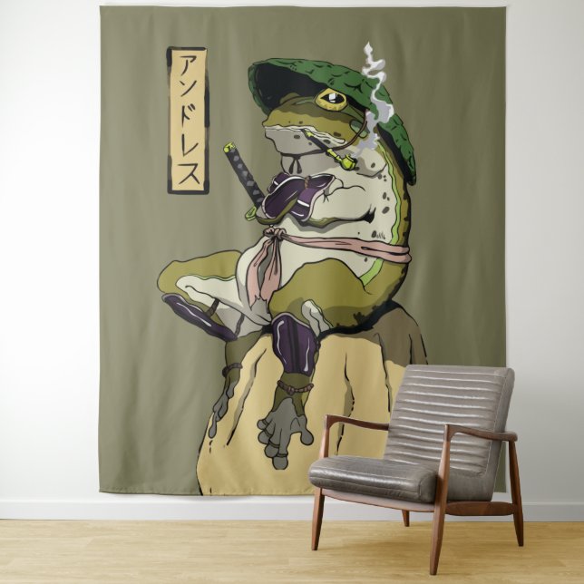 Tapiz Rana Samurái: Guardián del Loto (In situ)
