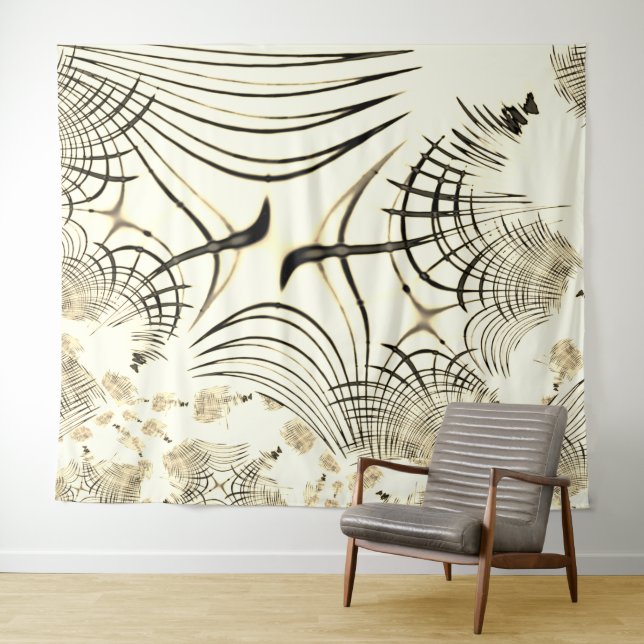 Tapiz Rasgos curvos cruzados de nuez-marrón, fondo claro (In situ (horizontal))