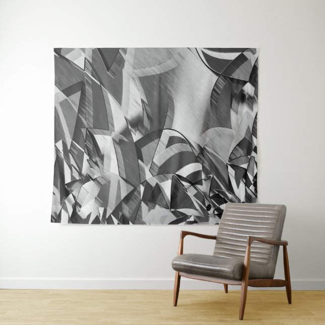 Tapiz Rasgos grises sobre alguna imagen negra y borrosa (In situ (horizontal))