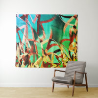 Rasgos marrones sobre verde rústico y aguamarina