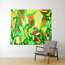 Rasgos verdes sobre la imagen roja con llovizna