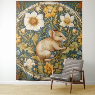 Tapiz Ratón Art Nouveau y flores