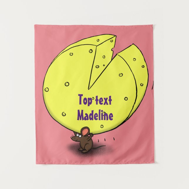 Tapiz Ratón blanco con ilustracion personalizado de ques (Anverso)