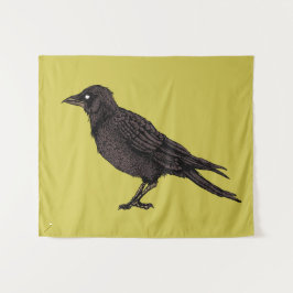 Tapiz Raven Creepy Crow Bright Gothic Ink Art