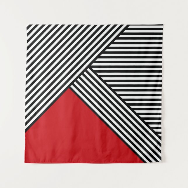 Tapiz Rayas blancas y negras con triángulo rojo (Anverso)