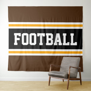 Tapiz Rayas de carreras de fútbol marrón negro naranja