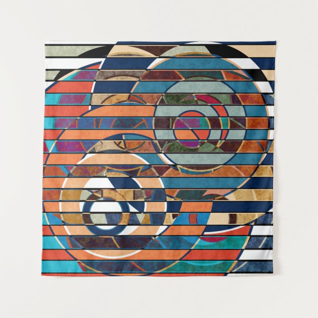 Tapiz Rayas geométricas coloridas, resumen (Anverso)