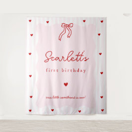 Tapiz Rayas Rosadas Corazones Rojos Cumpleaños Corazonci