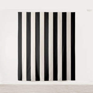 Tapiz Rayas verticales Black And Cream White Striks