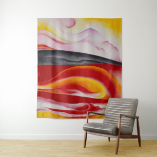 Tapiz Rayo rojo, amarillo y negro Georgia O'Keeffe