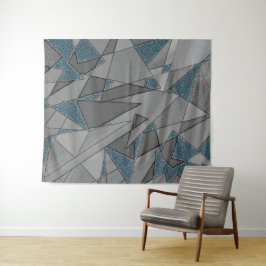 Tapiz Recortes triangulares grises con trozos de azul os