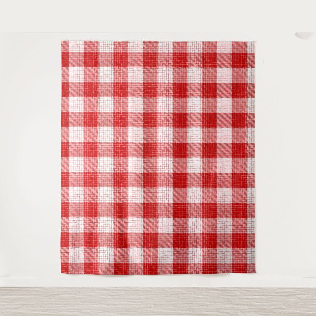 Tapiz Red and White Bold Checkered Plaid Design  (Anverso)